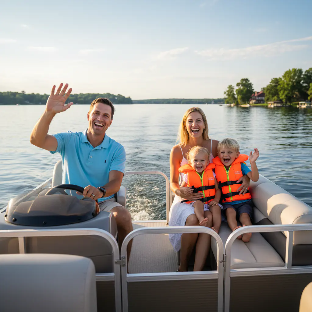Famille profitant d'une sortie en bateau dans la région bordelaise